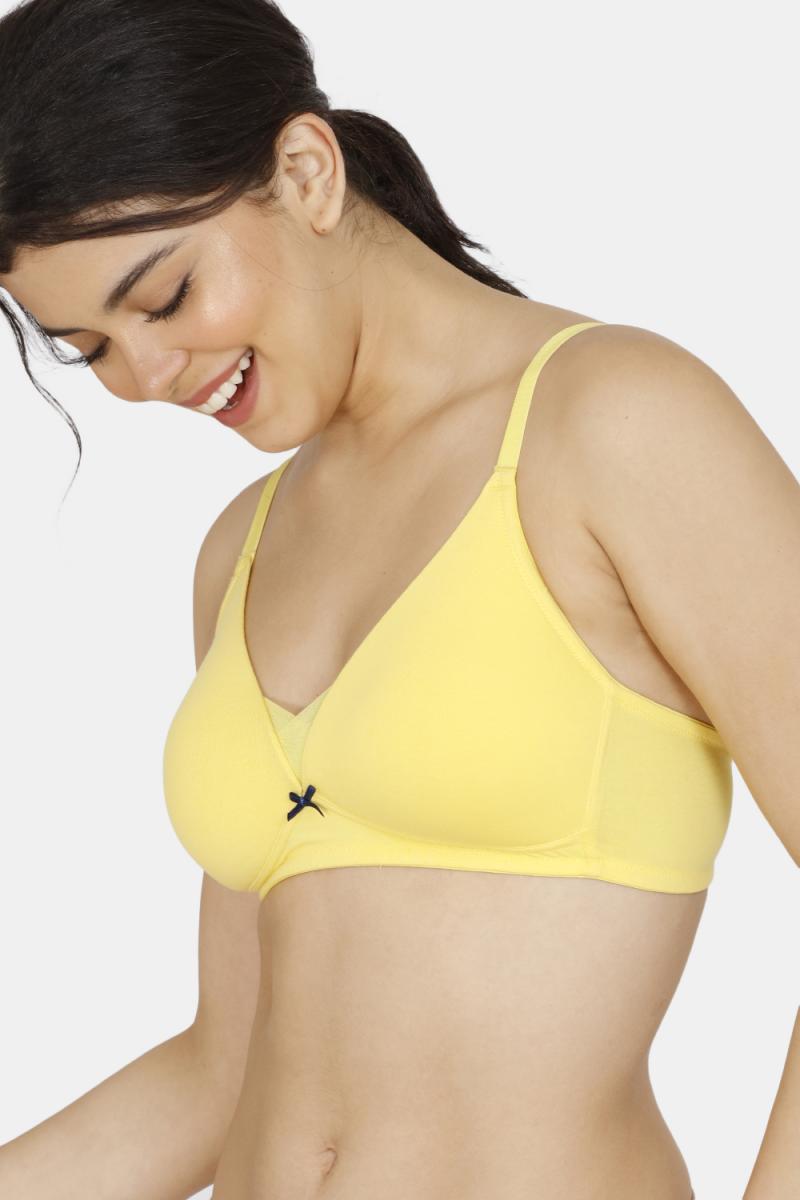 Zivame Modern Grounds Padded Non Wired 3/4th Coverage T-Shirt Bra - Yellow
