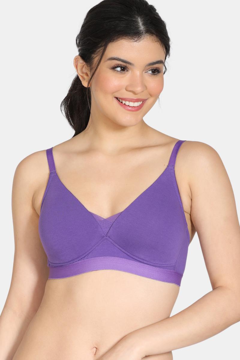 Zivame Padded Non Wired 3/4th Coverage T-Shirt Bra - Royal Purple
