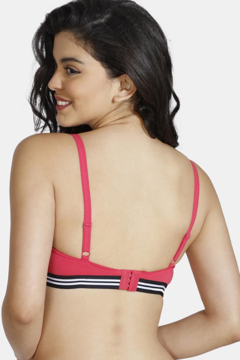 Zivame Sporty Twist Padded Non Wired 3/4th Coverage T-Shirt Bra - Teaberry