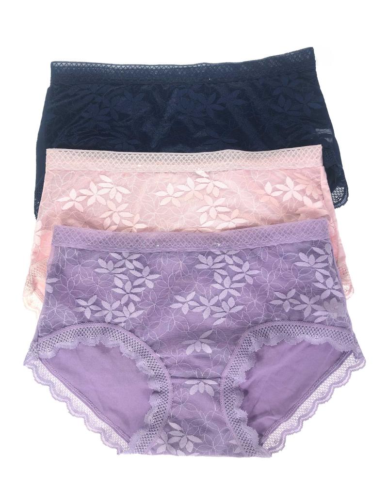 Pack of 3 Floral Soft Lace Cotton Back Panties
