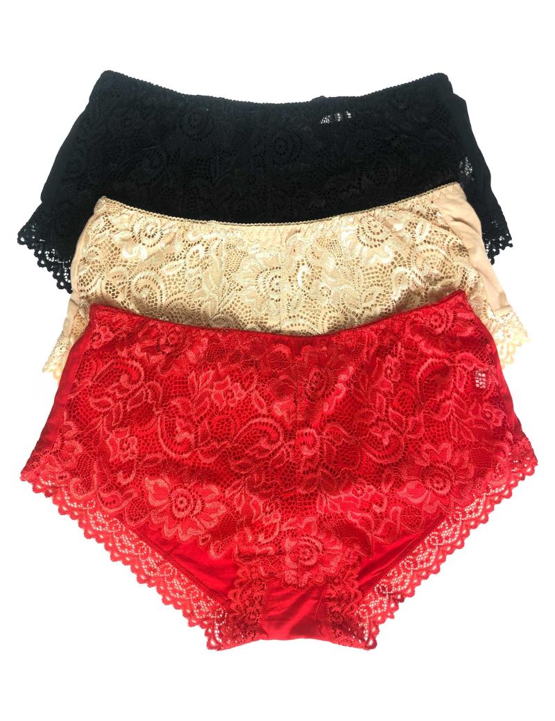 Pack of 3 Lace Front Cotton Back Panties Combo