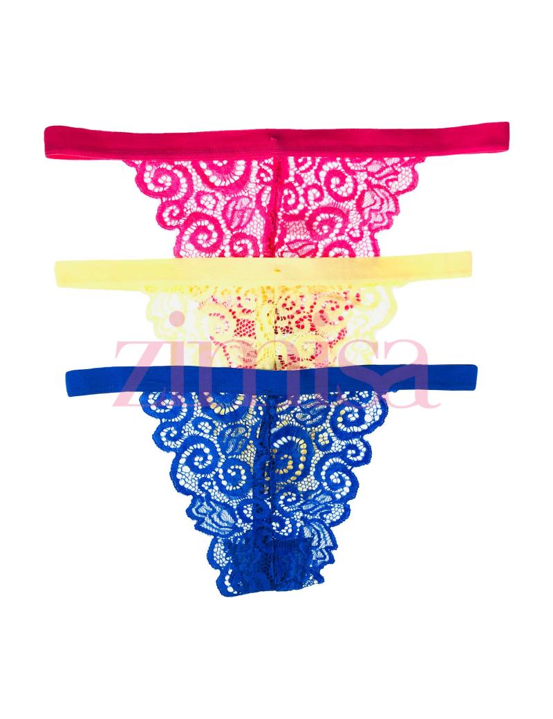 Pack of 3 Lace Design Thong Panties