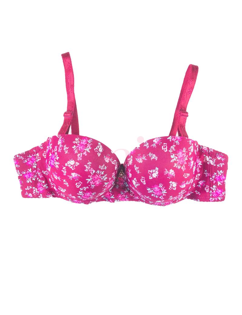 Floral Print Double Padded Underwire Convertible T-shirt Bra