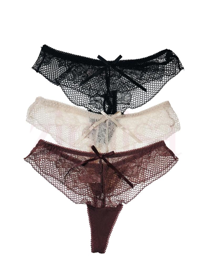 Pack of 3 Lace Designed Lace Thongs