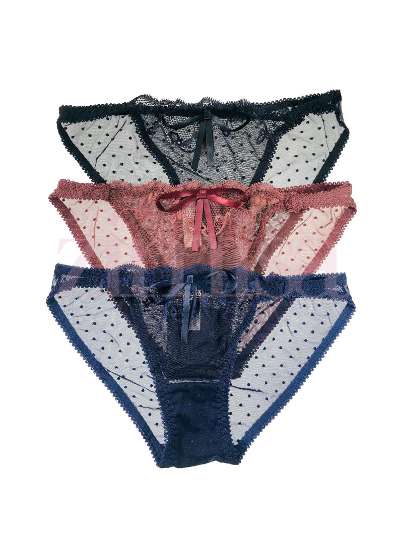 Pack of 3 Bow Designed Dotted Lace Panties