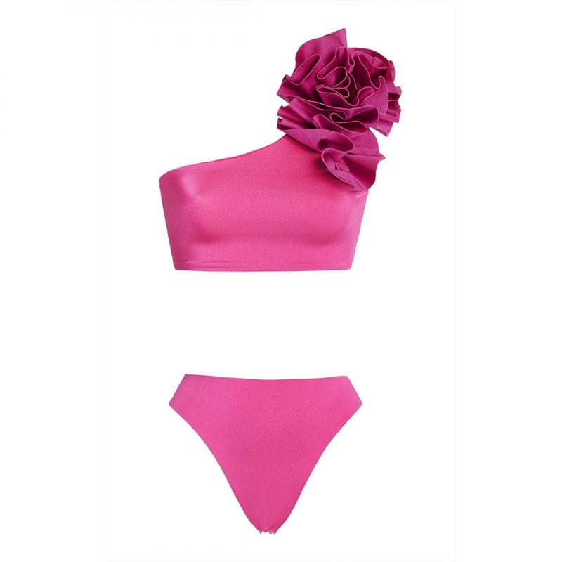 Pink One Shoulder Swimsuit