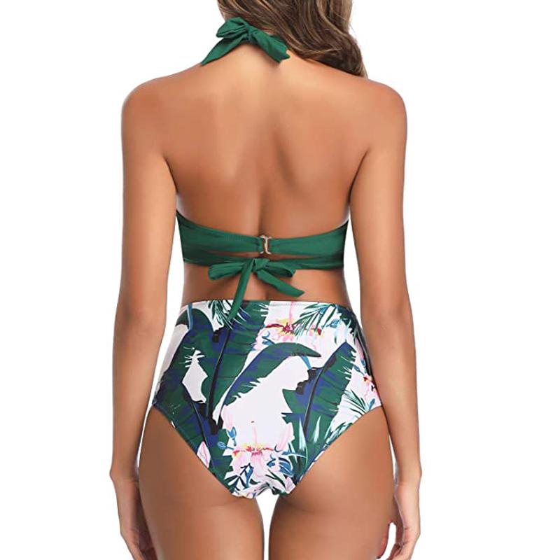 Green Halter Neck Two Piece Swimsuit