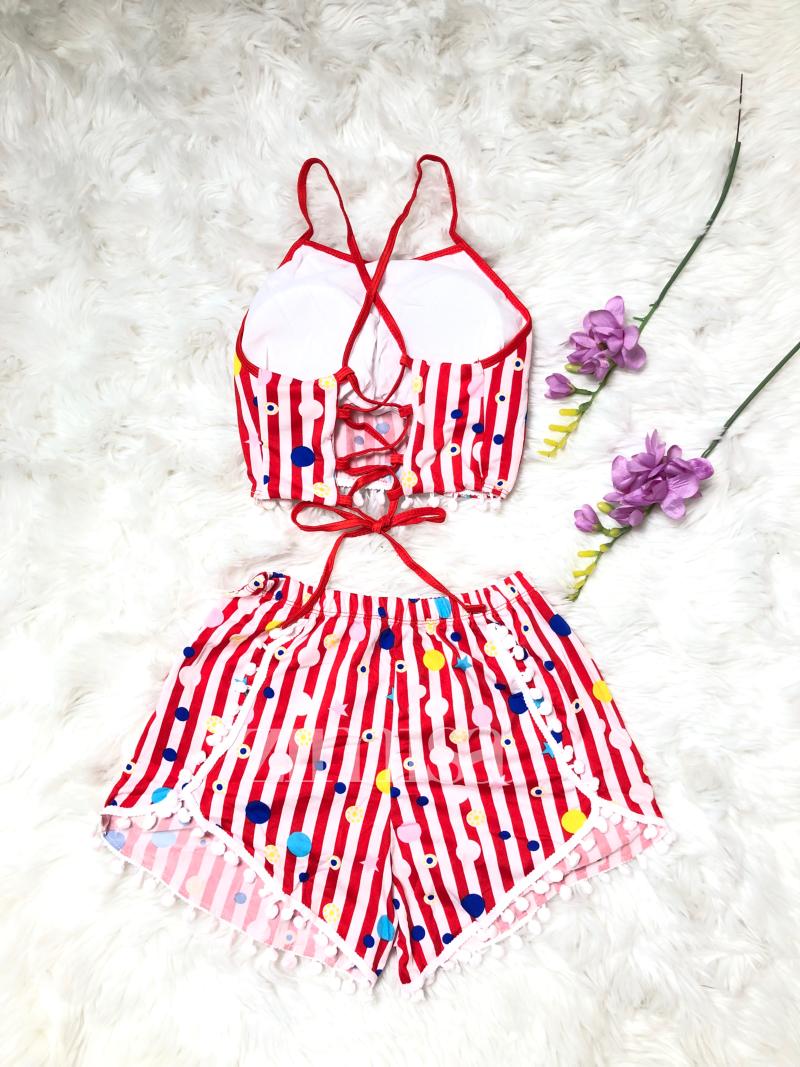 Dotted Lining Two Piece Swimsuit